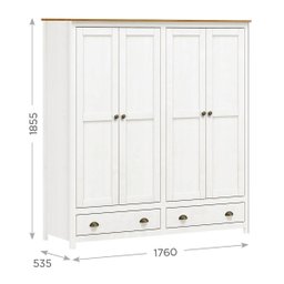 Guarda-roupa 4 Portas 2 Gavetas Topázio Branco/freijó Madeira Pinus - Finestra - 5