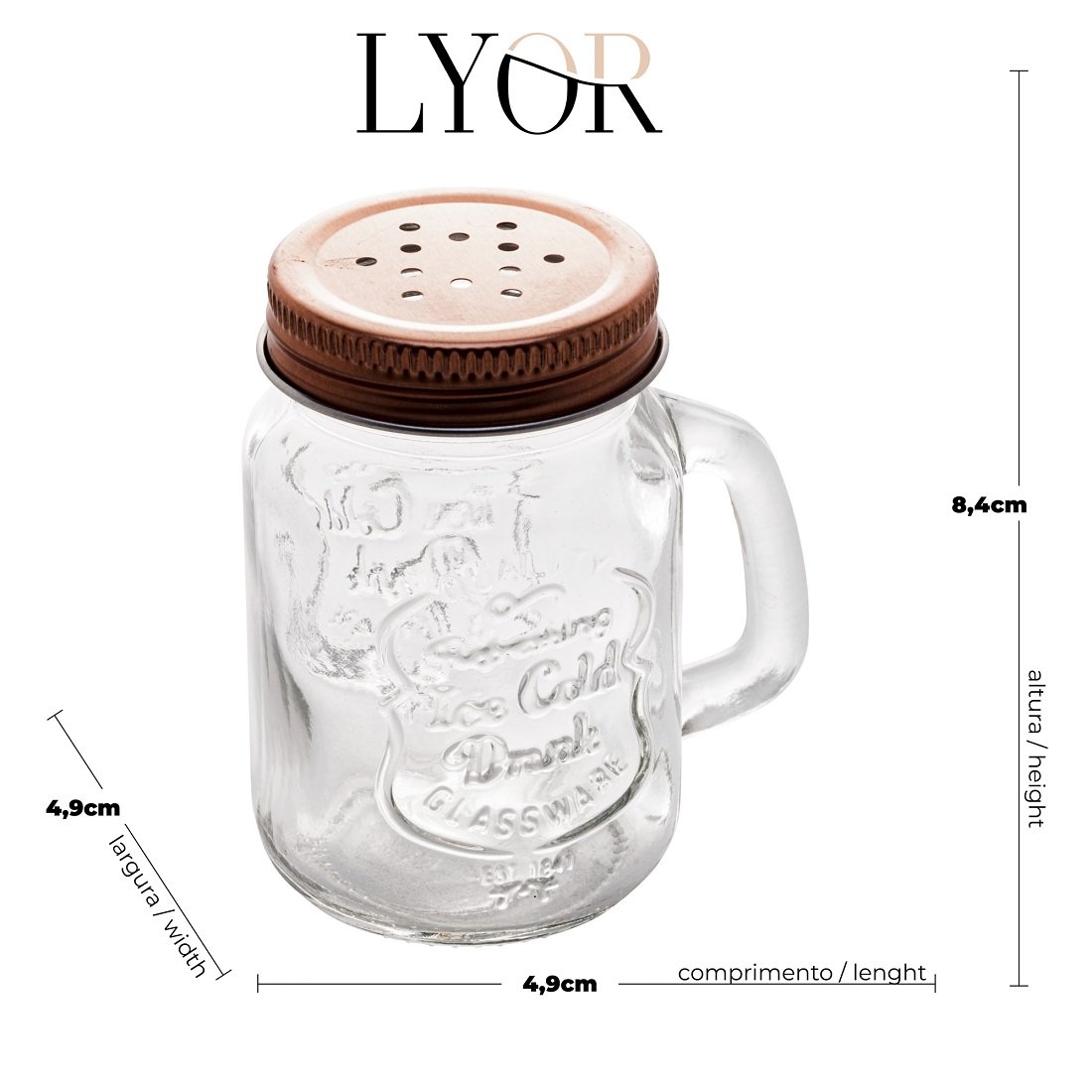 Saleiro Pimenteiro Vidro Rose 130ml LYOR - 8
