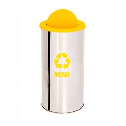 Lixeira Coleta Seletiva Basculante 60l de Aço Inox - Amarelo - 1