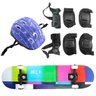 Skate Semi Pro + Kit Proteção Completo Estampa Doce Belfix - Azul - 1
