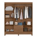 Ver imagem 3 de Guarda Roupa Roupeiro Casal Panama 6 Portas 2 Gavetas Castanho - Moval