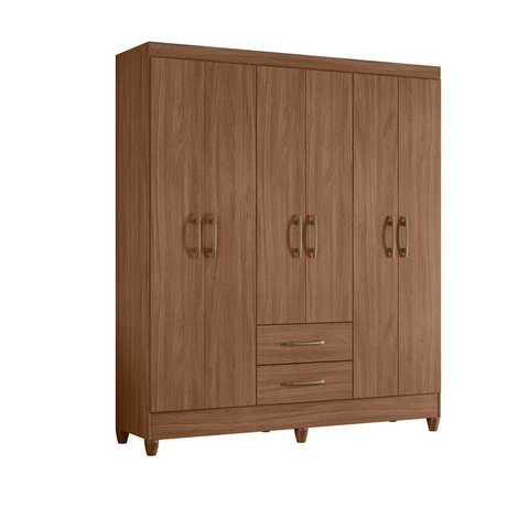 Guarda Roupa Roupeiro Casal Panama 6 Portas 2 Gavetas Castanho - Moval