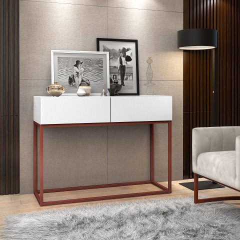 Aparador Buffet Pequeno Eros 90cm para Hall de Entrada com 2 Gavetas Puxadores Moderno em Cava Luxuo