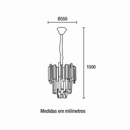 Lustre Pendente Blumenau Midas Redondo 55 E14 Bivolt U DOURADO - 3