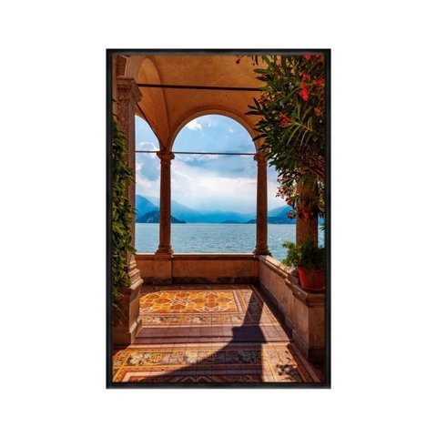 Quadro Decorativo - Varanda Lago de como Italia Ct009 Tela Canvas - 80x60cm