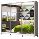 Ver imagem 2 de Guarda Roupa Juvenil 100% Mdf Madesa Kevin 3 Portas de Correr de Espelho com Pés - Branco