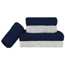 Ver imagem 1 de Jogo de Toalhas de Banho 100% Algodão 5 Peças Completo Max Sonhare Sultan Marinho e Prata