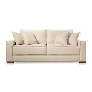 Sofá 2 e 3 Lugares Almofada Solta Linho Bege Claro Helô 2,20m