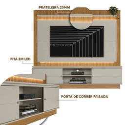 Home Com LED Para Tv 75 Polegadas Nature Off White Petra Flex Shop Jm - 3