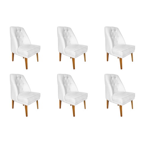 Kit 06 Cadeiras Paris Corino Branco - Dominic Decor