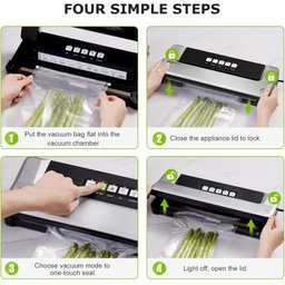 Bonsenkitchen Seladora a Vácuo Compacta com Kit de Sacos (prata) - 4