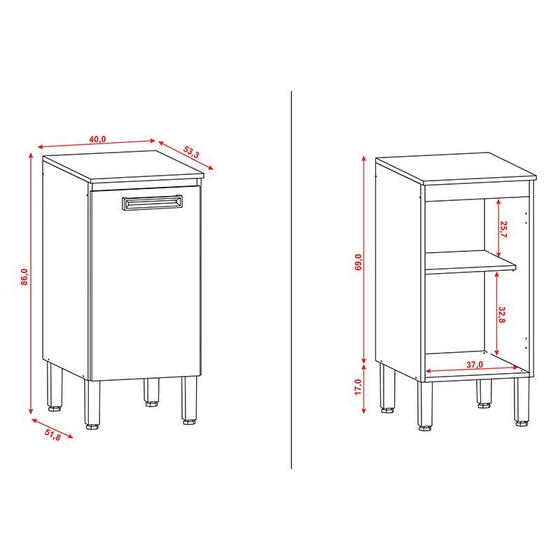 Balcão de Cozinha Ametista 1 Porta 40 Cm Freijó Gris - Kits Paraná - 3