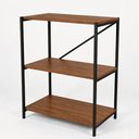 Ver imagem 5 de Kit Mesa L + Estante Industrial Moderno 3 Prateleiras MDF Preto e Imbuia Klm