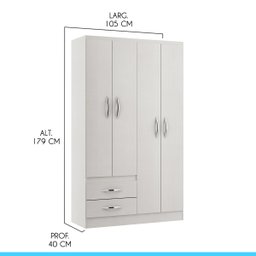 Kit para Quarto Pequeno com Guarda-roupa e Cômoda Mdp Branco 2074 Menu - 4