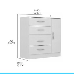 Kit para Quarto Pequeno com Guarda-roupa e Cômoda Mdp Branco 2074 Menu - 5