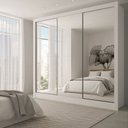 Ver imagem 1 de Guarda-roupa Casal Giulia Slim 3 Portas 3 Gavetas com Espelho Branco - Panorama Móveis