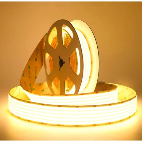 Fita Led Cob 60w 30mm 1600 Led’s 12v Ip20 5 Metros Branco Quente 3000k