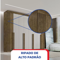 Guarda-roupa Casal Mdf 8 Portas Daymond Ripado - 6