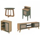 Ver imagem 2 de Sala de Estar Completa para TV Até 75 Polegadas Charlotte 4 Portas 3 Prateleiras Menta/Carvalho - Pn