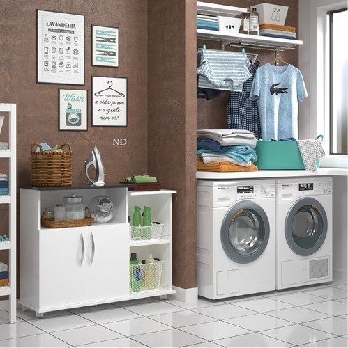 Armário Organizador Para Micro-ondas Branca Com Tampo Na Cor Preta Nova Decor Fruteira Multiuso - 3