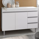 Ver imagem 2 de Kit Cozinha Andréia Balcão 100cm 2 Portas e 3 Gavetas com Tampo e Balcão Cooktop Branco - Ajl