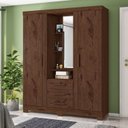 Ver imagem 1 de Guarda Roupa Solteiro Capelinha Premium 3 Portas de Bater 3 Gavetas Marrom/Jacaranda