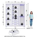 Ver imagem 3 de Guarda Roupa Solteiro Capelinha Premium 3 Portas de Bater 3 Gavetas Marrom/Jacaranda