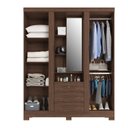 Ver imagem 4 de Guarda Roupa Solteiro Capelinha Premium 3 Portas de Bater 3 Gavetas Marrom/Jacaranda