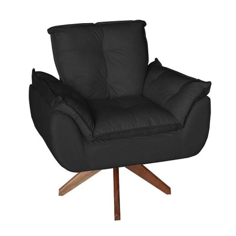 Poltrona/cadeira Decorativa Glamour Opala com Base Giratória 30cm em Madeira Preto