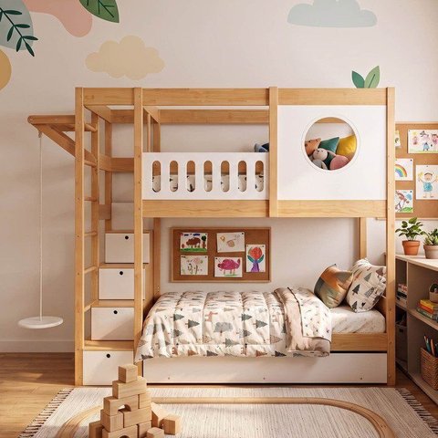 Treliche Active Play com Balanço Infantil Climb Casatema MadeiraOriginals Branco/Madeira Natural