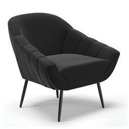 Poltrona Giovana Suede Preto Pés Palito de Ferro - D'Rossi - 1 Poltrona Giovana Suede Preto Pés Palito de Ferro - D'Rossi - 1