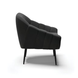 Poltrona Giovana Suede Preto Pés Palito de Ferro - D'Rossi - 4 Poltrona Giovana Suede Preto Pés Palito de Ferro - D'Rossi - 4