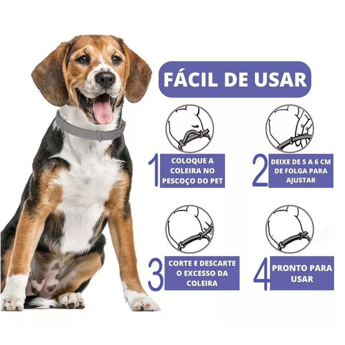 Coleira Anti Pulga Kit 4 Uni. Carrapato Cachorro Gato Cao Pet Leishmaniose Felino Canino Proteçao Ta - 10