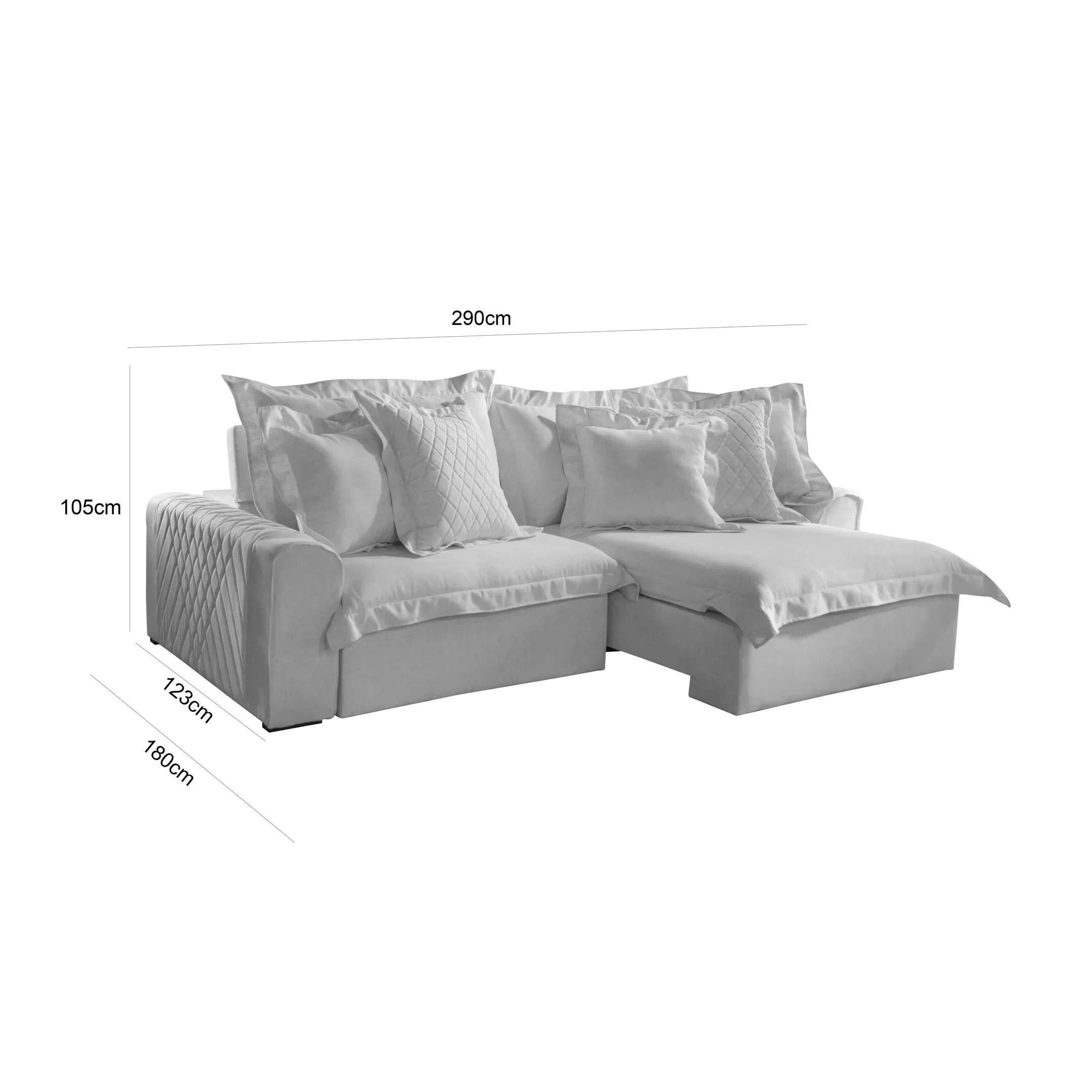 Ver imagem 4 de Sofá 2127 6 Lugares em Linho com Molas Ensacadas Retrátil e Reclinável 290cm LE Cor Bege