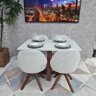 Sala de Jantar Mesa Lia e 4 Cadeiras Dilly Giratórias D'confort Design Linho Chumbo R508 - 5