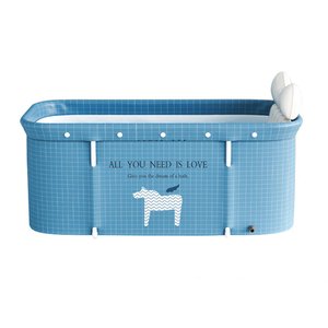 Banheira Dobrável Retangular Com Acessorios Azul Claro VG+