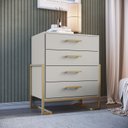 Ver imagem 1 de Cômoda Multiuso com 4 Gavetas Destaques Cinza/Arena/Dourado