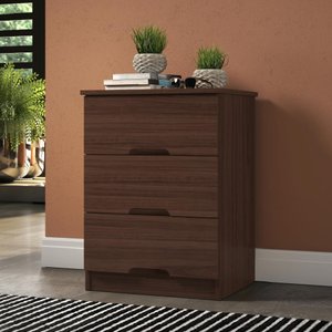 Mesa de Cabeceira 3 Gavetas Londres Ipê - Móveis Europa