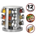 Ver imagem 2 de Porta Tempero e Condimentos Aço Inox com 12 Potes e Suporte Giratório e Base Redonda para Cozinha