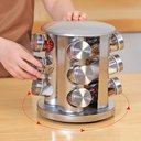 Ver imagem 4 de Porta Tempero e Condimentos Aço Inox com 12 Potes e Suporte Giratório e Base Redonda para Cozinha