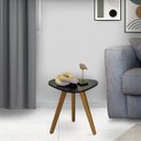 Ver imagem 1 de Mesinha Lateral Redonda Sala Pé Palito Retro Decorativa Tampo Orgânico