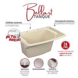 Tanque Capacidade 24 Litros Linha Bellart com Válvula Integrada Cor Bege Durín - 2