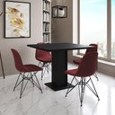 Ver imagem 1 de Mesa Jantar Londres Quadrada Preta 90cm 4 Cadeiras Estofadas Vermelho Eames Ferro Preto