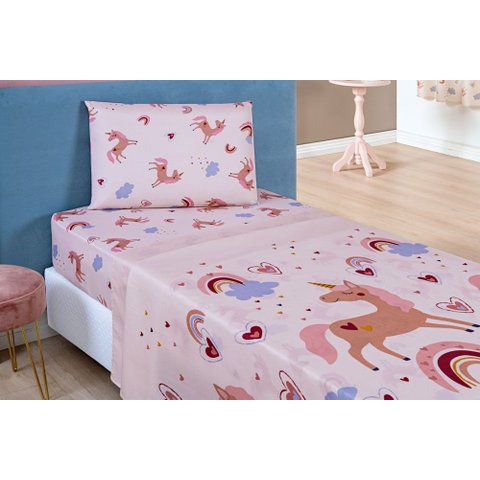 Jogo de Cama Bouti Kids 3 Peças:unicornio