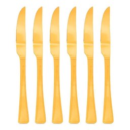 Jogo 6 Facas Dourada de Churrasco Jantar Victoria Gold Inox Fratelli - 1