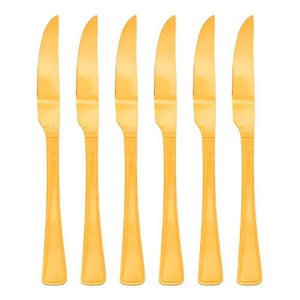 Jogo 6 Facas Dourada de Churrasco Jantar Victoria Gold Inox Fratelli