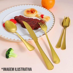 Jogo 6 Facas Dourada de Churrasco Jantar Victoria Gold Inox Fratelli - 4
