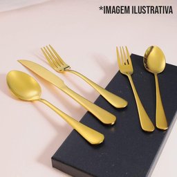 Jogo 6 Facas Dourada de Churrasco Jantar Victoria Gold Inox Fratelli - 5