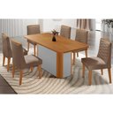 Ver imagem 3 de Conjunto: Mesa de Cozinha Pietá C/ Tampo Madeirado Canto Curvo 180x90cm e 6 Cadeiras Maldivas