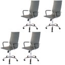 Ver imagem 1 de Kit 4 Cadeiras Presidente Charles Eames Esteirinha Couro Pu 11P Cor: Cinza